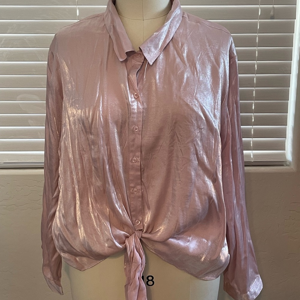 Elegant Pink Satin Blouse